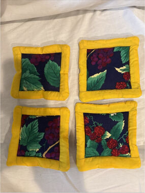 Floral , Grapes & Berries Coasters/hot Pads Handmade Reversible 1061